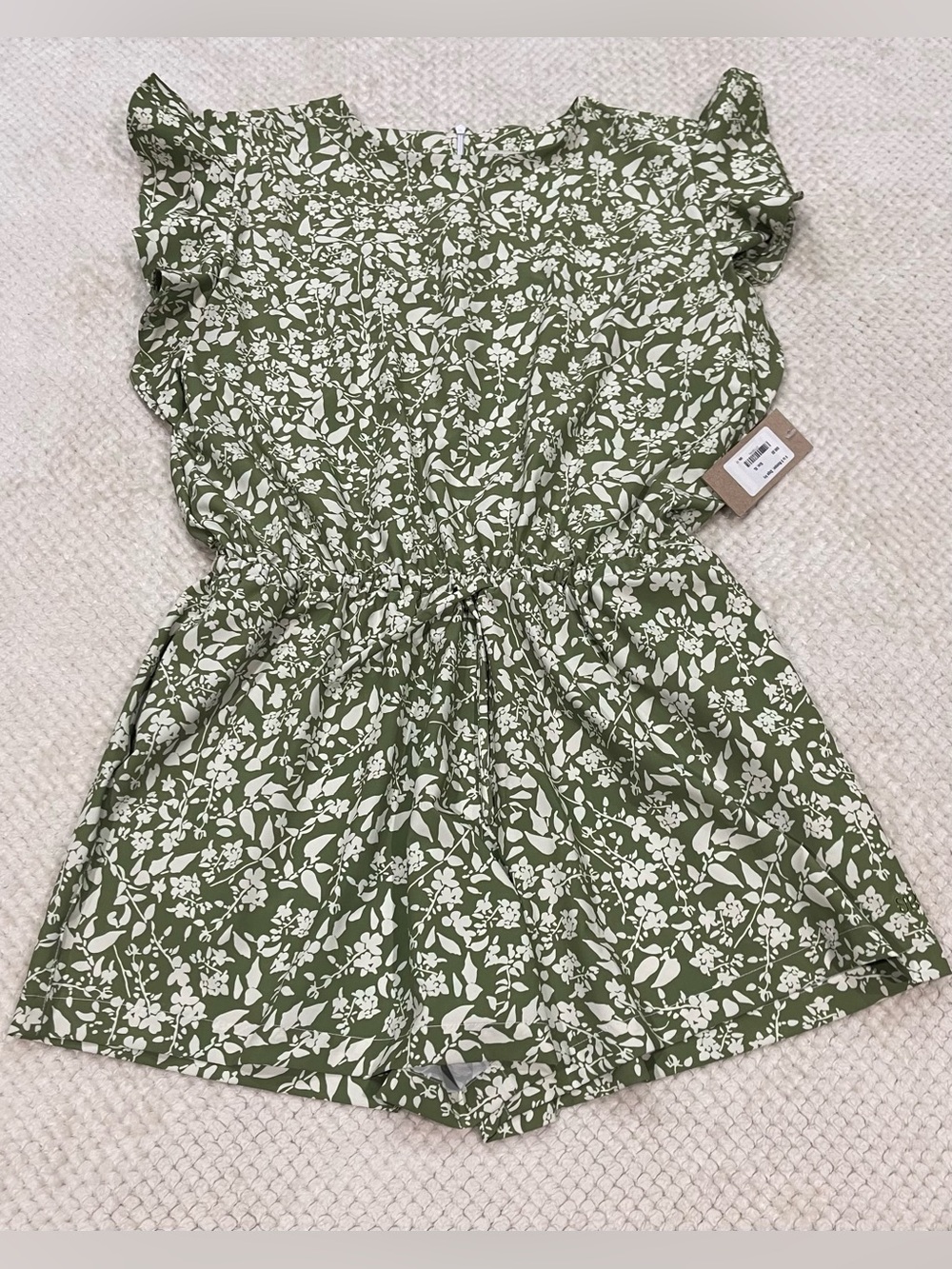 Albion Fit 9 to 9 Flutter Sleeve Romper in "Sage Ivy" Size XLarge NWT